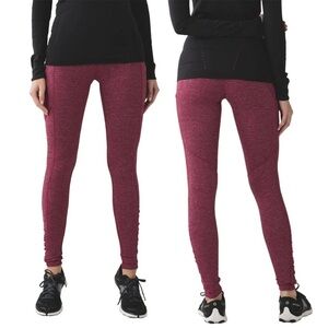 Lululemon Speed Tight IV Rulu Size 4 Pockets Ruched Calf Pockets Pique Bordeaux